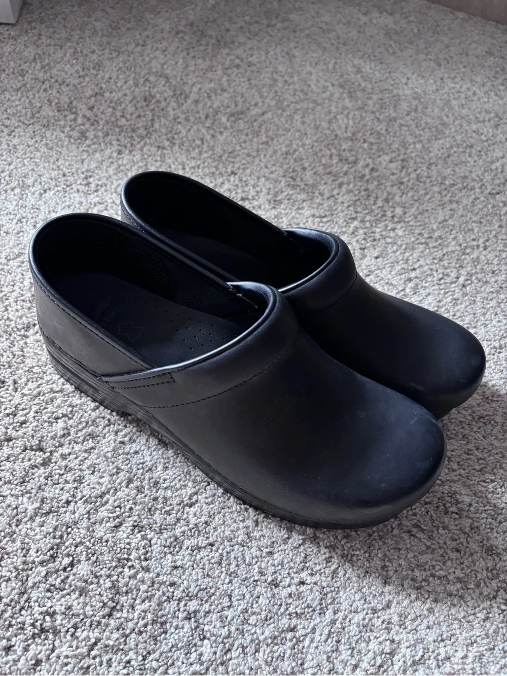 Dansko Professional Black Leather Clogs Mens Slip On Comfort Shoes 44EU 10.5US